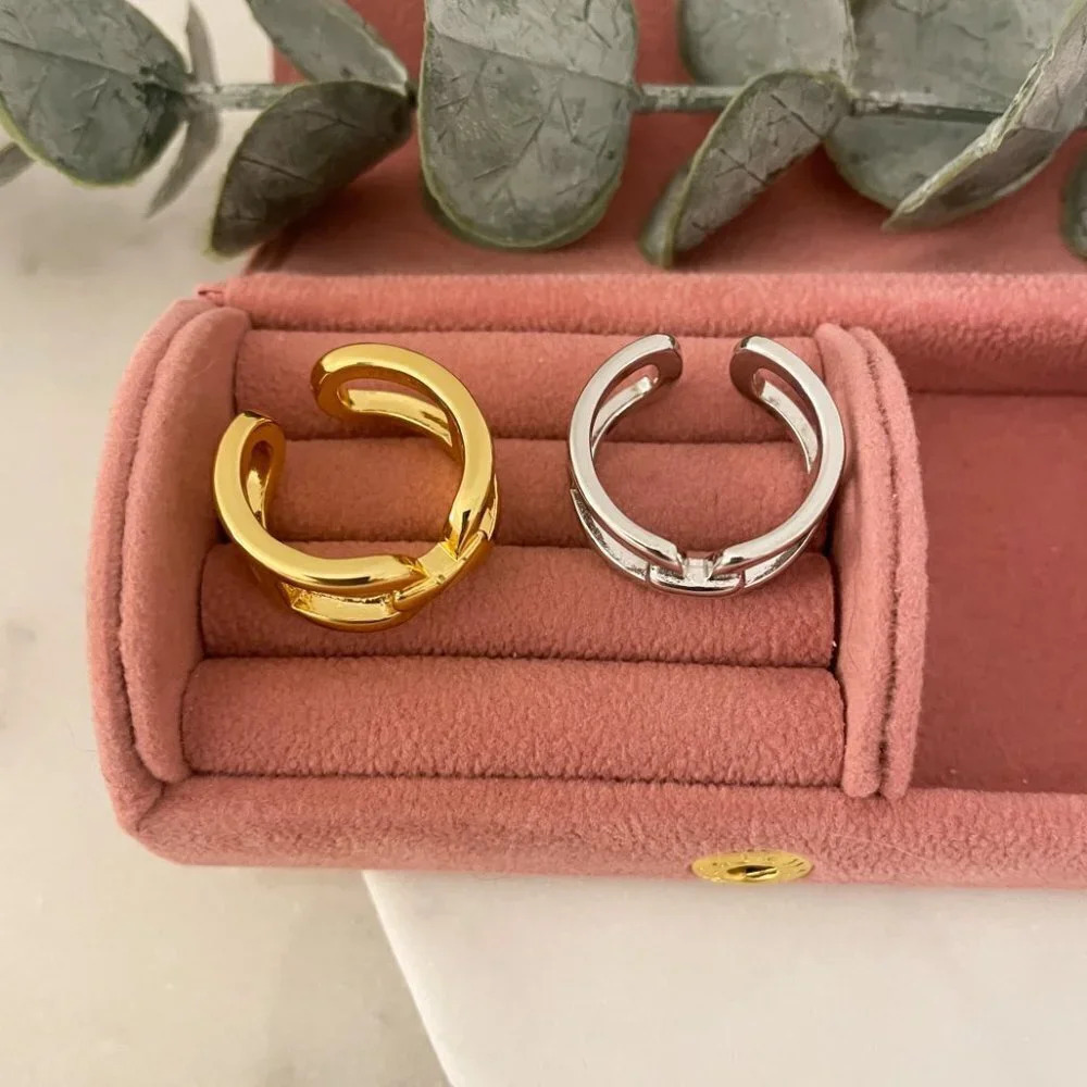 925 Sterling Silver Chunky Statement Ring Buckle Ring Large Thick Bold Ring - Picture 5 of 8